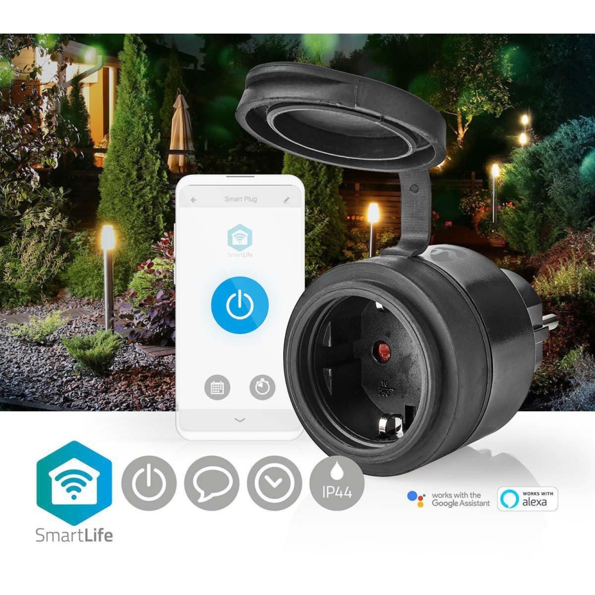 Presa intelligente 3680W/230V/Schuko Tipo F/16A Wi-Fi IP44 nera