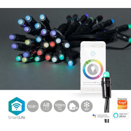 Catena di Natale LED RGB da esterno 48xLED 13,8m IP65 Wi-Fi Tuya