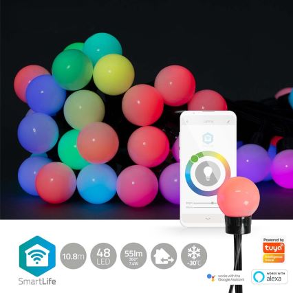 Catena decorativa LED RGB 48xLED 13,8m IP65 Wi-Fi Tuya