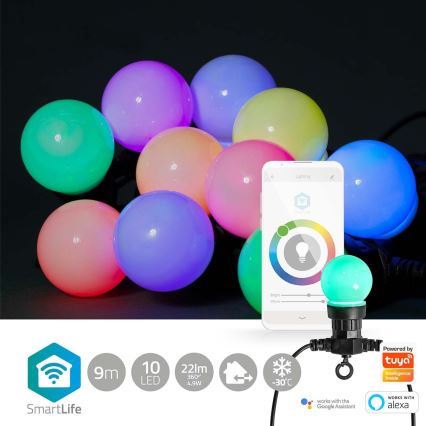 Catena decorativa LED RGB 10xLED 12m IP65 Wi-Fi Tuya