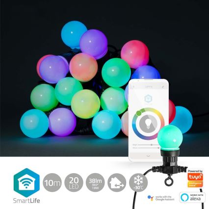 Catena decorativa LED RGB 20xLED/8 funzioni 13m IP65 Wi-Fi Tuya