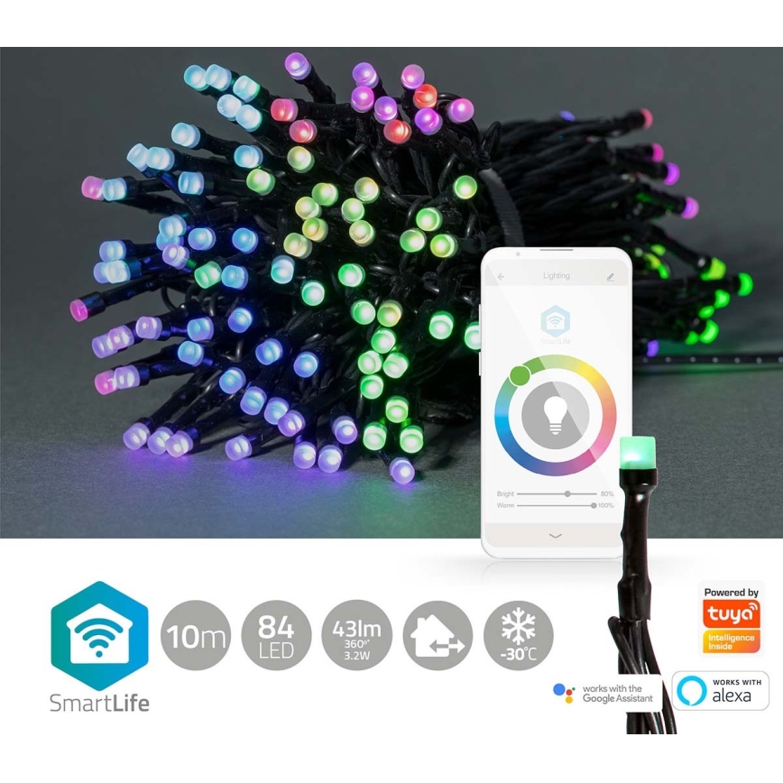LED RGB Catena luminosa natalizia per esterni 84xLED/8 funzioni 13m IP65 Wi‑Fi Tuya