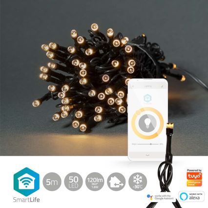 Catena di Natale LED da esterno 50xLED/8 funzioni 10m IP65 Wi-Fi Tuya bianco caldo