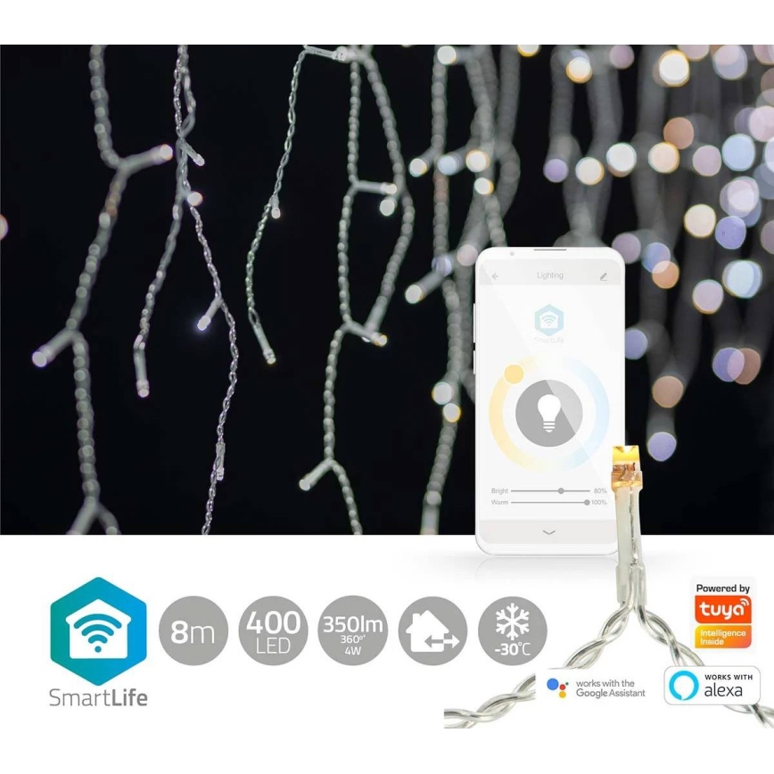 Tenda di luci natalizie LED dimmerabile per esterni 400xLED/11 funzioni 11m IP65 Wi-Fi Tuya