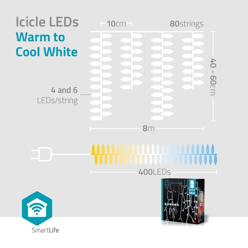 Tenda di luci natalizie LED dimmerabile per esterni 400xLED/11 funzioni 11m IP65 Wi-Fi Tuya