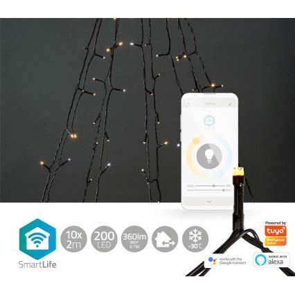 Tenda di Natale per esterni LED 200xLED/8 funzioni 10x2m IP65 Wi-Fi Tuya bianco caldo/freddo