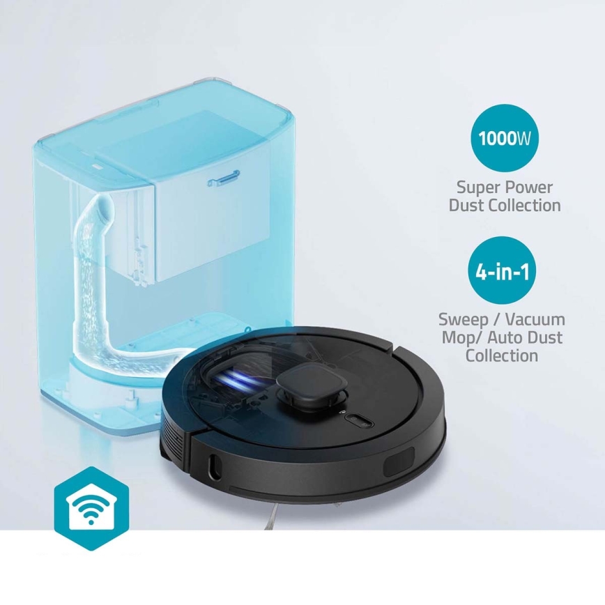 Aspirapolvere robot smart con uno spazzolone SmartLife 5200 mAh Wi-Fi Tuya nero + telecomando