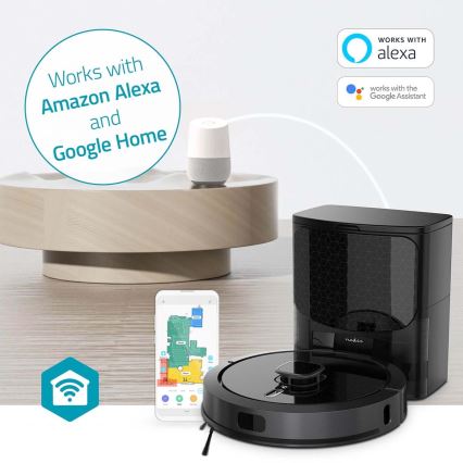 Aspirapolvere robot smart con uno spazzolone SmartLife 5200 mAh Wi-Fi Tuya nero + telecomando