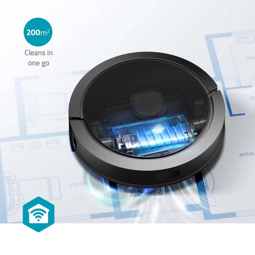 Aspirapolvere robot smart con uno spazzolone SmartLife 5200 mAh Wi-Fi Tuya nero + telecomando