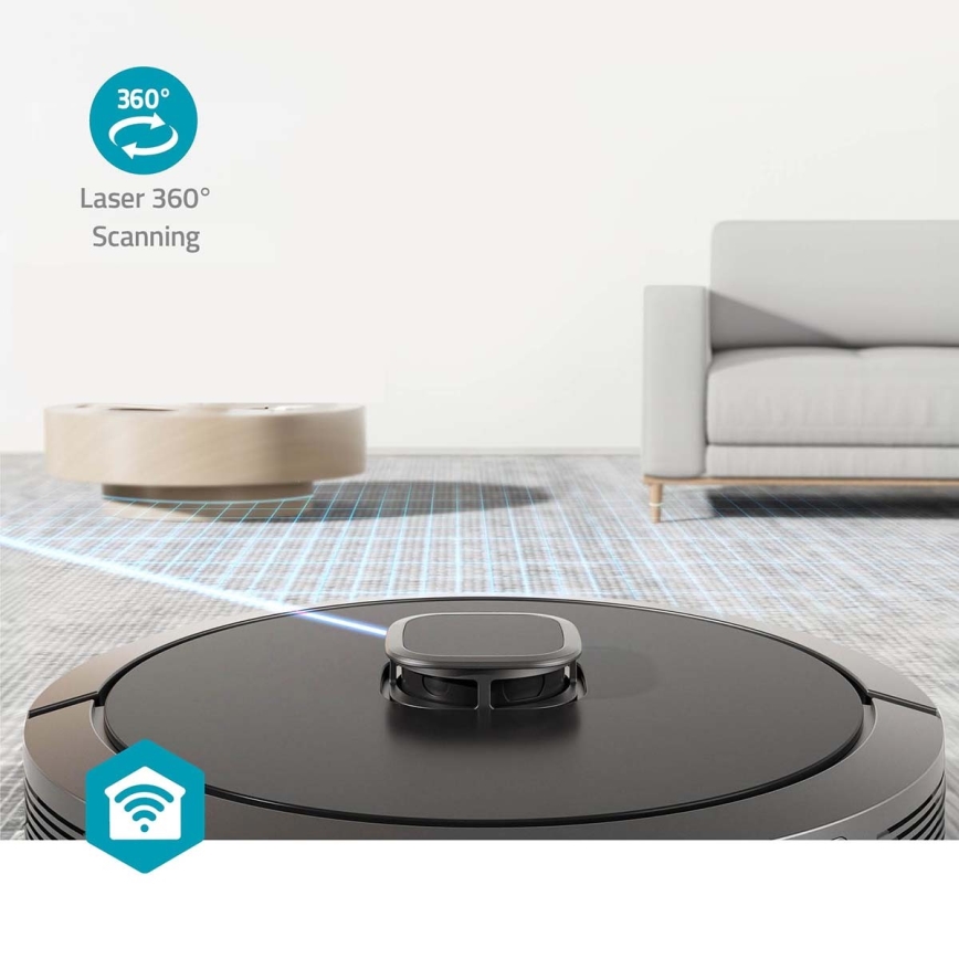 Aspirapolvere robot smart con uno spazzolone SmartLife 5200 mAh Wi-Fi Tuya nero + telecomando