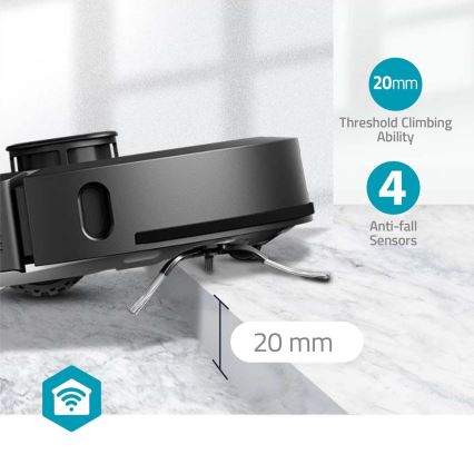 Aspirapolvere robot smart con uno spazzolone SmartLife 5200 mAh Wi-Fi Tuya nero + telecomando