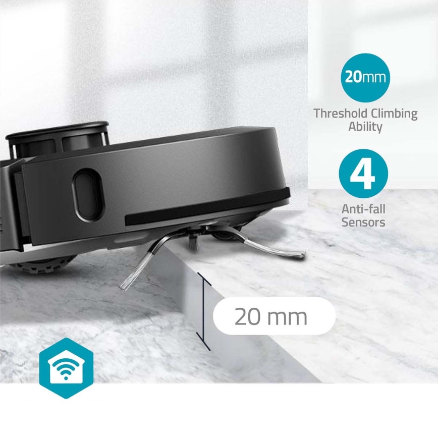 Aspirapolvere robot smart con uno spazzolone SmartLife 5200 mAh Wi-Fi Tuya nero + telecomando