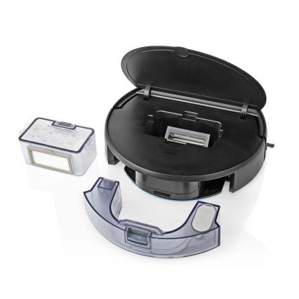 Aspirapolvere robot smart con uno spazzolone 28W/2500 mAh Wi-Fi nero + telecomando