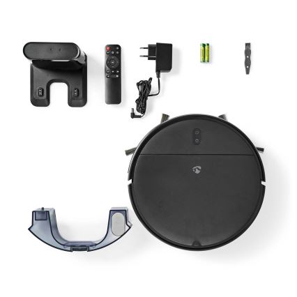 Aspirapolvere robot smart con uno spazzolone 28W/2500 mAh Wi-Fi nero + telecomando