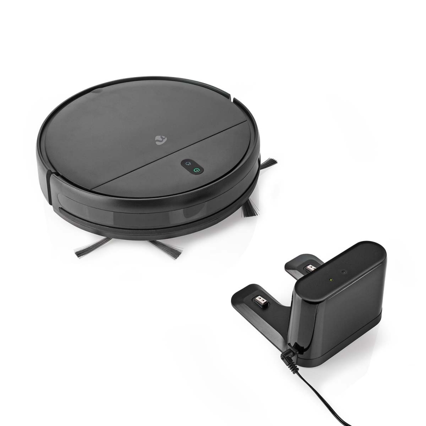 Aspirapolvere robot smart con uno spazzolone 28W/2500 mAh Wi-Fi nero + telecomando