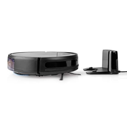 Aspirapolvere robot smart con uno spazzolone 28W/2500 mAh Wi-Fi nero + telecomando