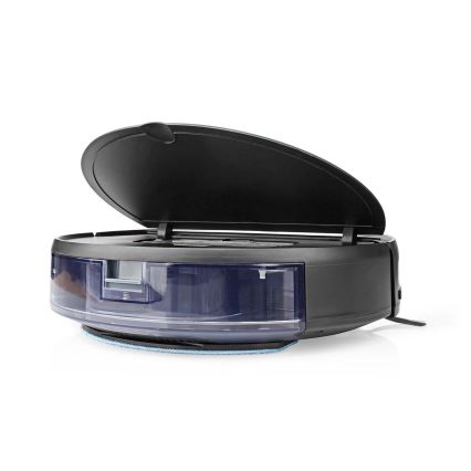 Aspirapolvere robot smart con uno spazzolone 28W/2500 mAh Wi-Fi nero + telecomando