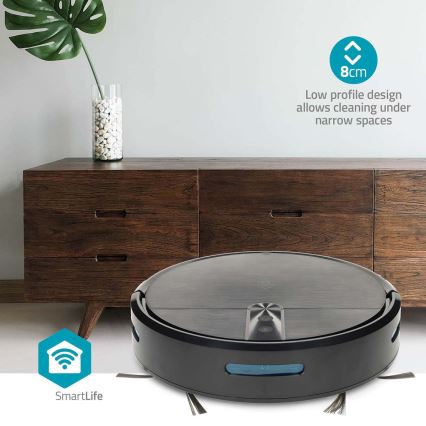 Robot aspirapolvere intelligente con funzione lavapavimenti SmartLife 2600 mAh Wi-Fi Tuya nero + telecomando
