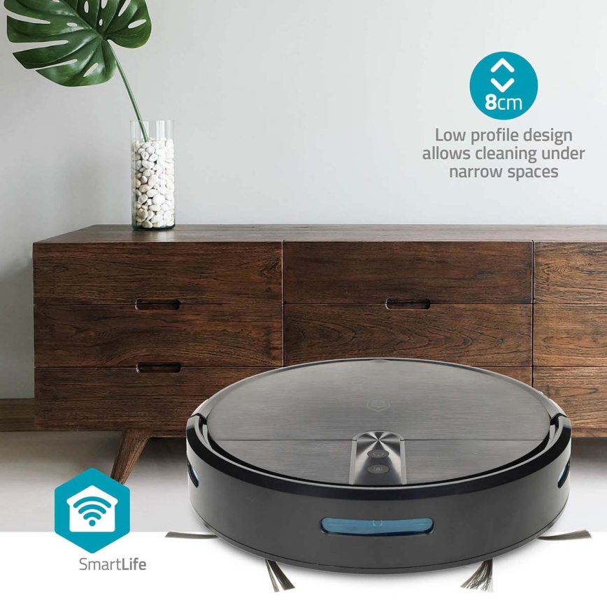 Robot aspirapolvere intelligente con funzione lavapavimenti SmartLife 2600 mAh Wi-Fi Tuya nero + telecomando