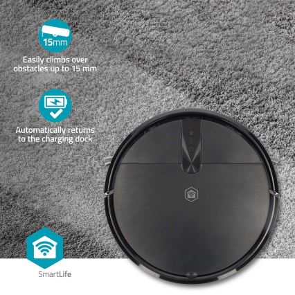 Robot aspirapolvere intelligente con funzione lavapavimenti SmartLife 2600 mAh Wi-Fi Tuya nero + telecomando
