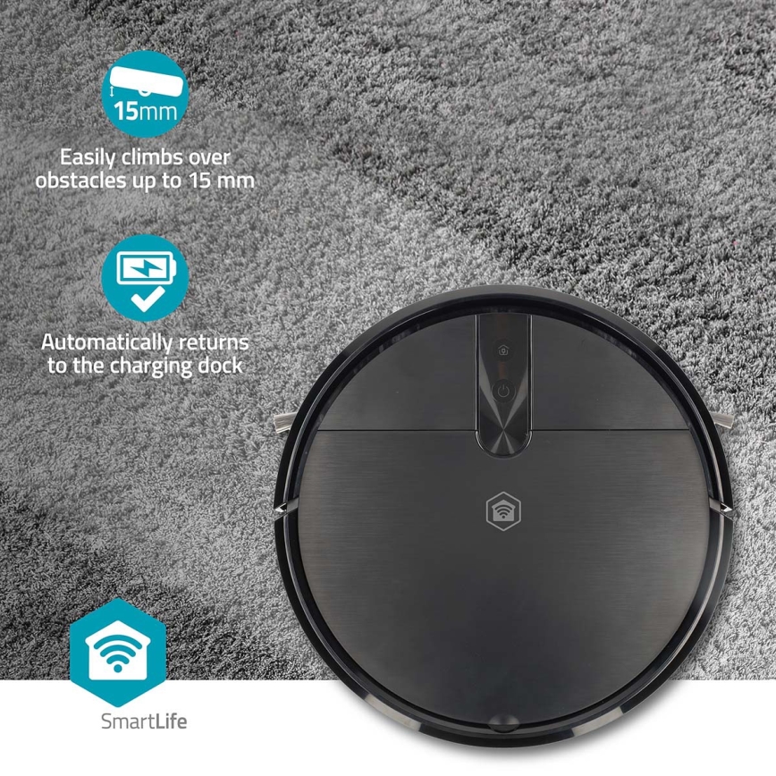 Robot aspirapolvere intelligente con funzione lavapavimenti SmartLife 2600 mAh Wi-Fi Tuya nero + telecomando