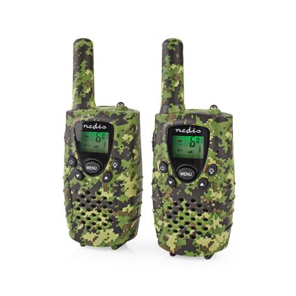 SET 2x Walkie-talkie con luce LED 3xAAA Portata 8 km mimetico