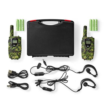 SET 2x Walkie-talkie con luce LED 3xAAA Portata 8 km mimetico