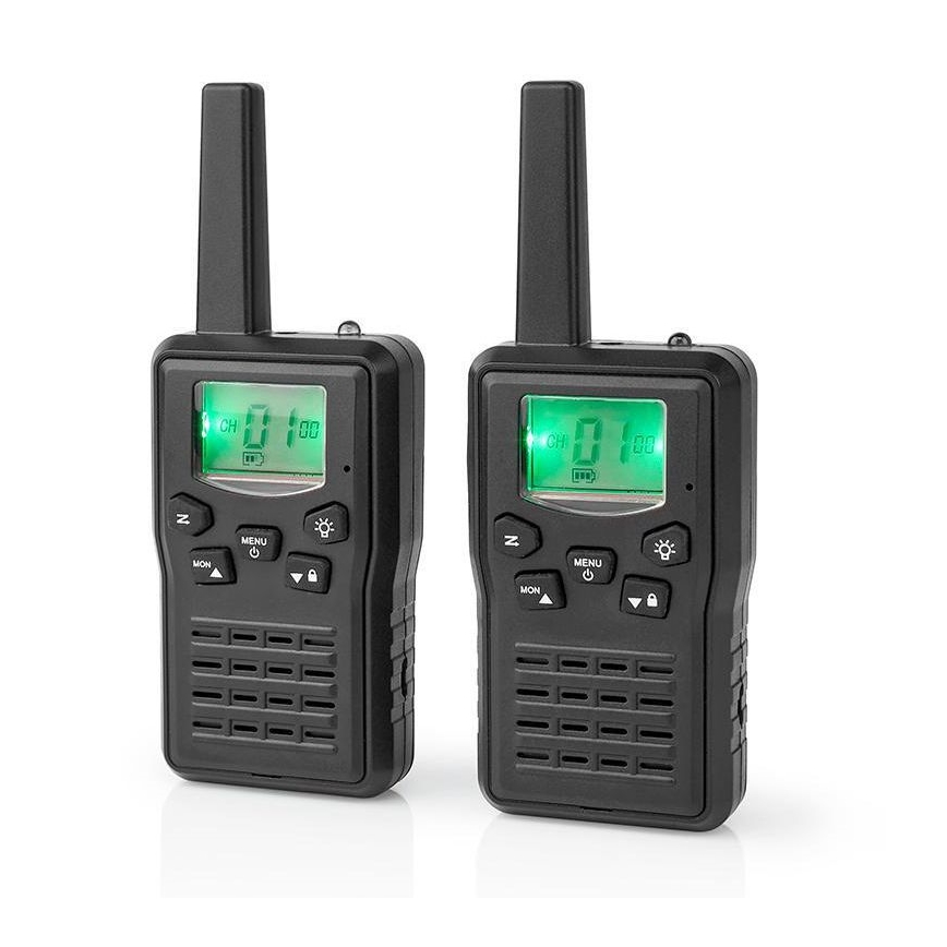 SET 2x Walkie-talkie ricaricabile con luce LED 1300 mAh gamma 10 km