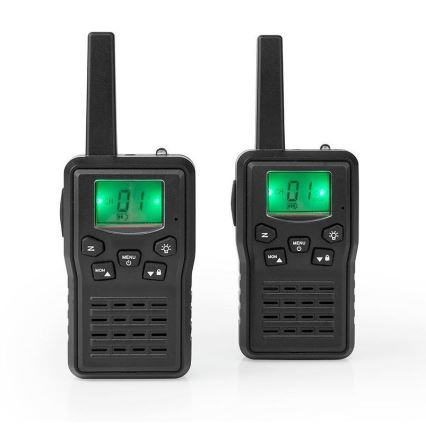 SET 2x Walkie-talkie ricaricabile con luce LED 1300 mAh gamma 10 km