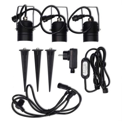 Set da 3 lampade LED RGBW dimmerabili per esterni SmartLife LED/3W/230V IP65 Wi-Fi Tuya nere