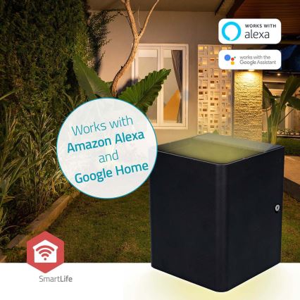 Applique da esterno dimmerabile SmartLife LED RGBW 12W/230V IP65 Wi-Fi Tuya nero