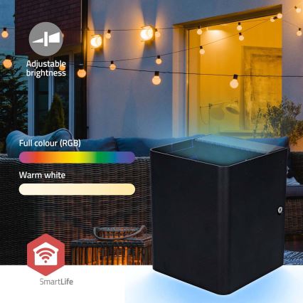 Applique da esterno dimmerabile SmartLife LED RGBW 12W/230V IP65 Wi-Fi Tuya nero
