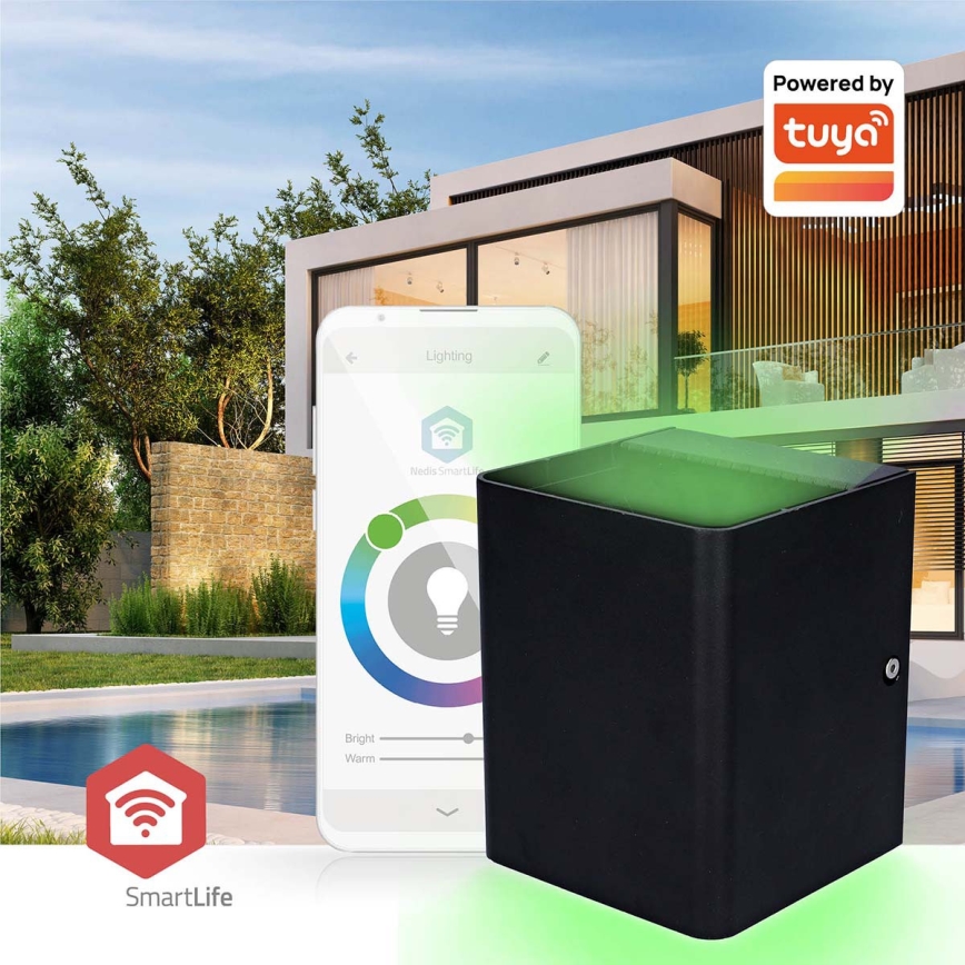 Applique da esterno dimmerabile SmartLife LED RGBW 12W/230V IP65 Wi-Fi Tuya nero