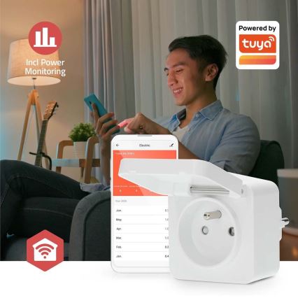 Presa intelligente Smartlife 3680W/230V/ Tipo E/16A Wi-Fi Tuya IP44