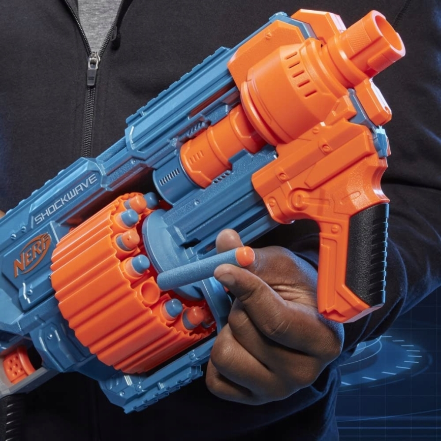 Nerf - Pistola per bambini Elite 2.0 Shockwave RD-15 Blaster con accessori