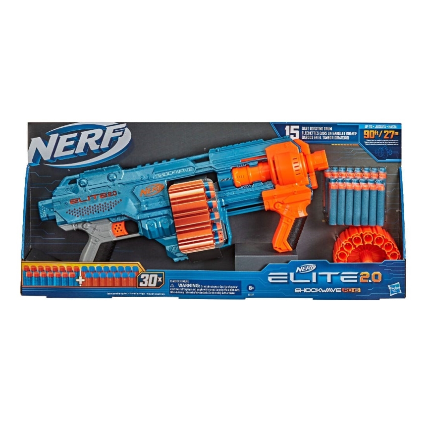 Nerf - Pistola per bambini Elite 2.0 Shockwave RD-15 Blaster con accessori