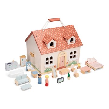 New Classic Toys - Casa delle bambole in legno rosso