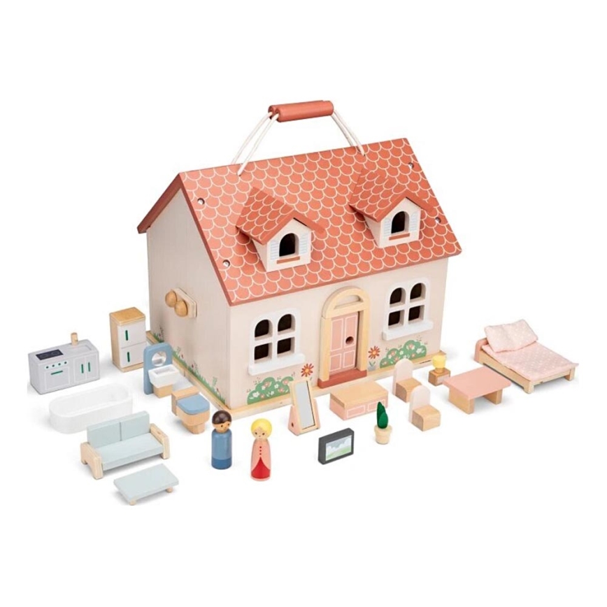New Classic Toys - Casa delle bambole in legno rosso