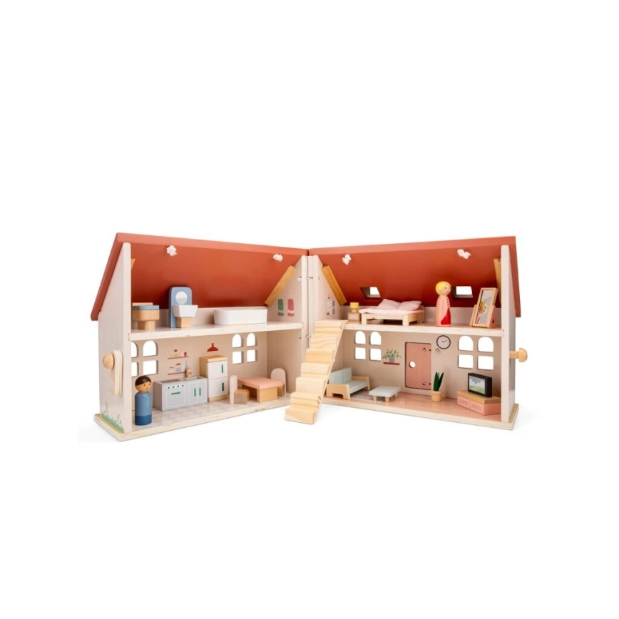 New Classic Toys - Casa delle bambole in legno rosso