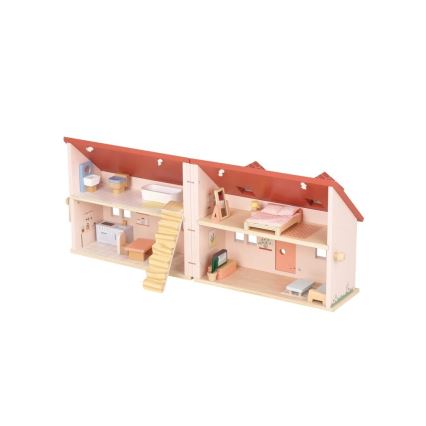 New Classic Toys - Casa delle bambole in legno rosso
