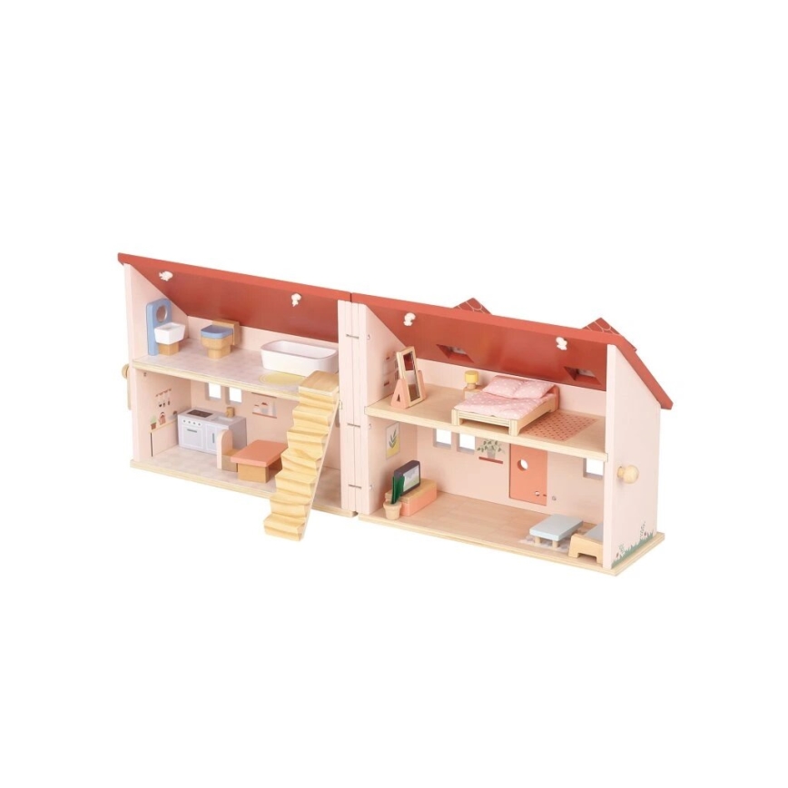 New Classic Toys - Casa delle bambole in legno rosso