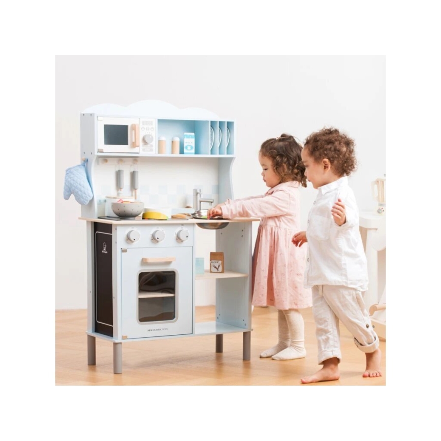 New Classic Toys - Cucina in legno con accessori azzurro