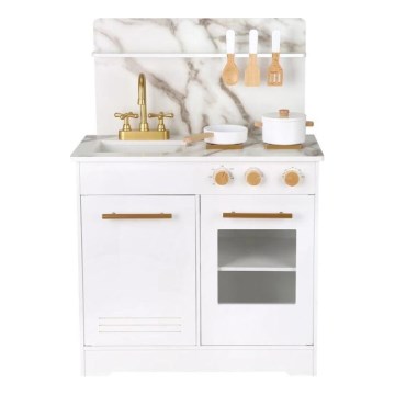 New Classic Toys - Cucina in legno con accessori bianco/decorazione in marmo