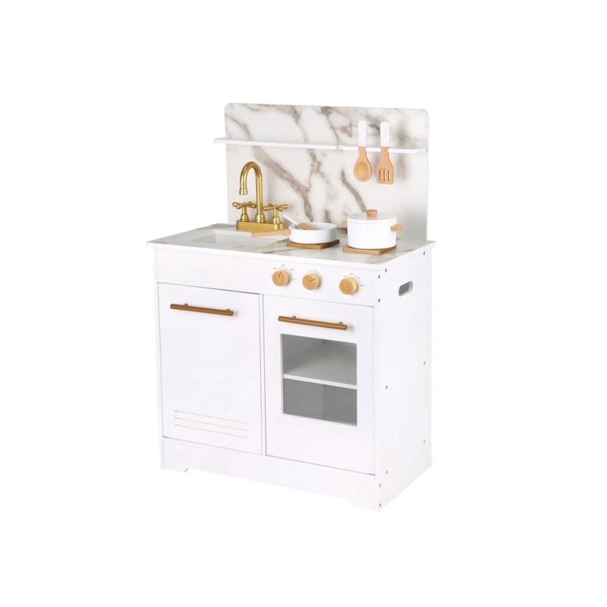 New Classic Toys - Cucina in legno con accessori bianco/decorazione in marmo