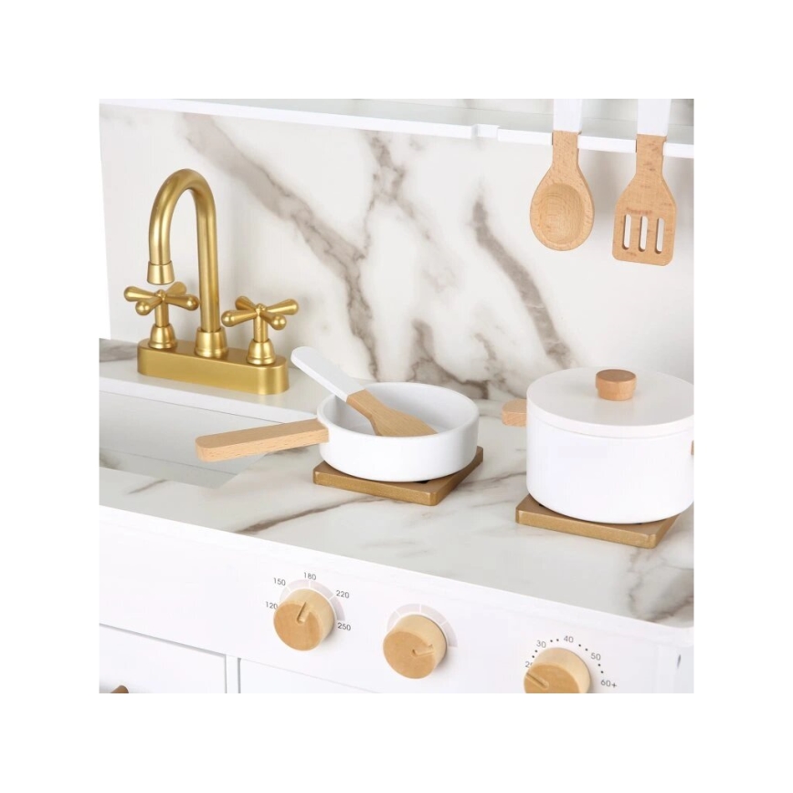 New Classic Toys - Cucina in legno con accessori bianco/decorazione in marmo