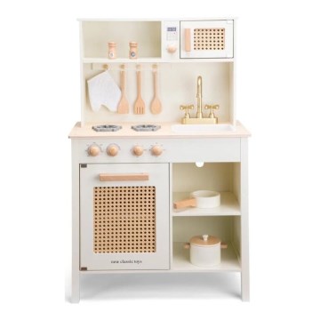 New Classic Toys - Cucina in legno con accessori bianco/rattan