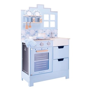 New Classic Toys - Cucina in legno con accessori blu