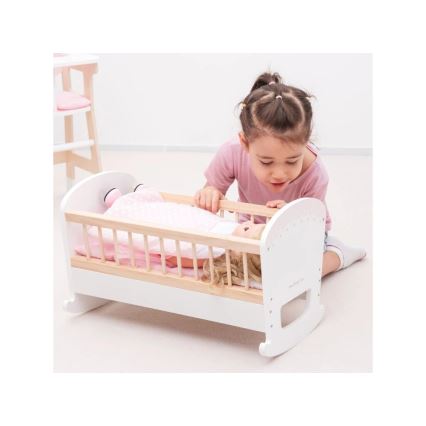 New Classic Toys - Letto in legno per bambole rosa
