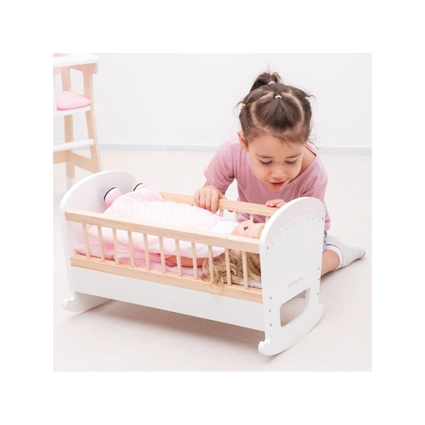 New Classic Toys - Letto in legno per bambole rosa