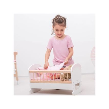 New Classic Toys - Letto in legno per bambole rosa